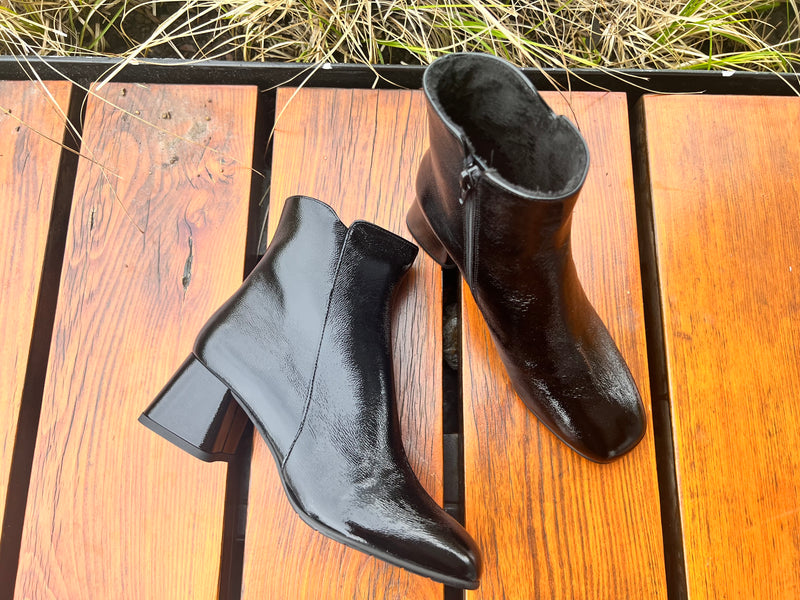 Luca Grossi Black Patent Ankle Boot CH506