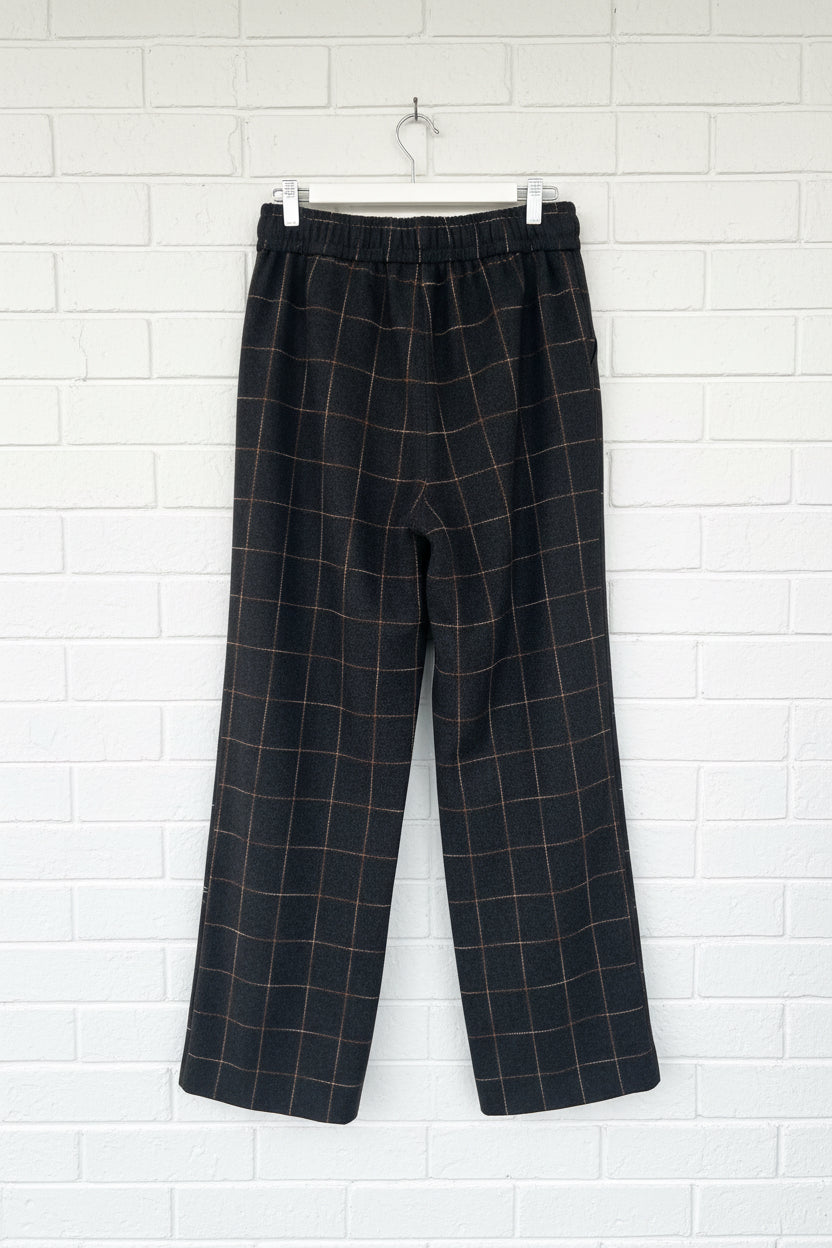 Etta Pant Slouch Black Navy with Brown Check