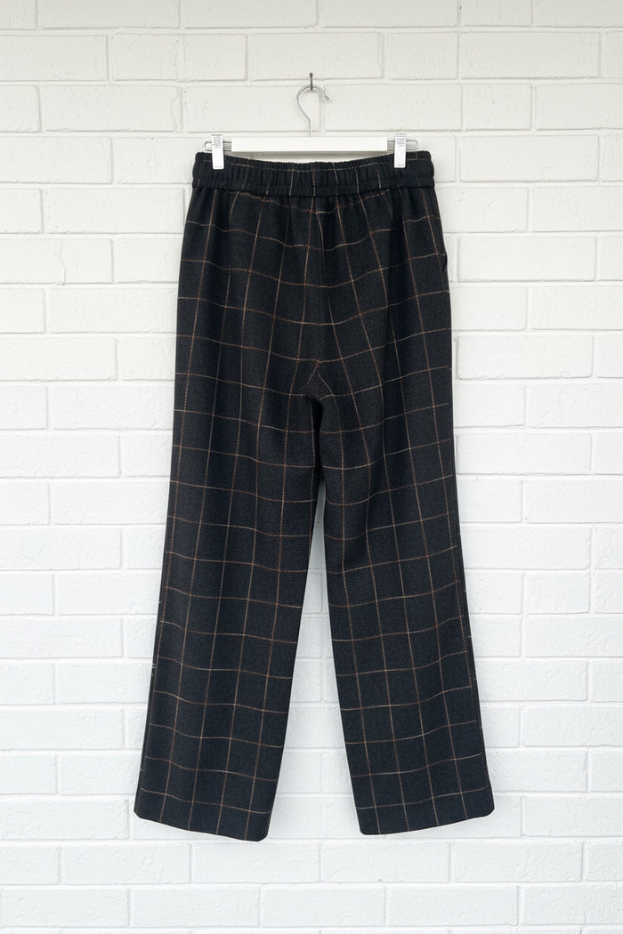 Etta Pant Slouch Black Navy with Brown Check
