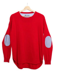 Bow and Arrow Red Cotton Cashmere with Stripe Patch
