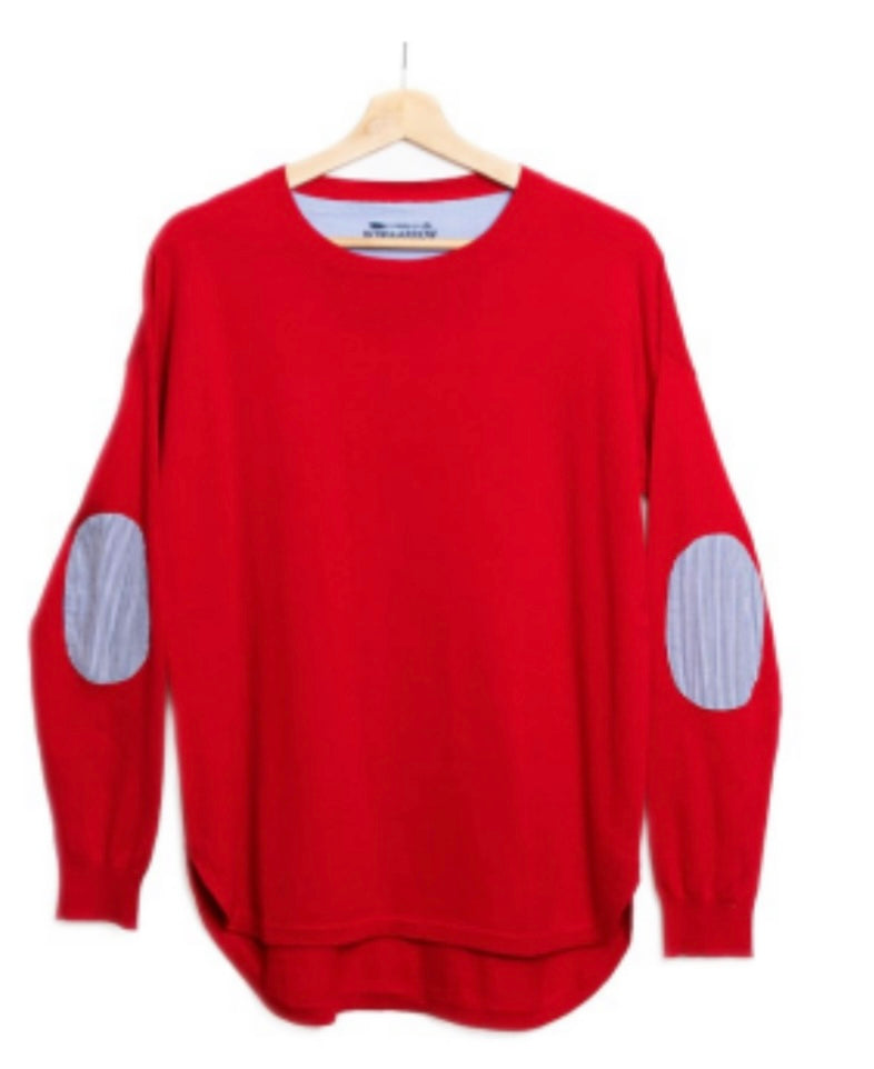 Bow and Arrow Red Cotton Cashmere with Stripe Patch