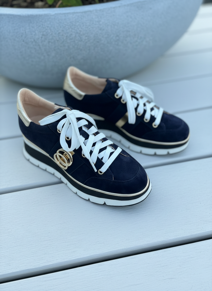 Luca Grossi Lace Up Navy Blue Suede H778M