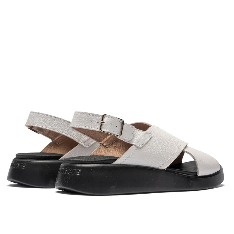 Wonders Sandal White with Black Sole C-4426