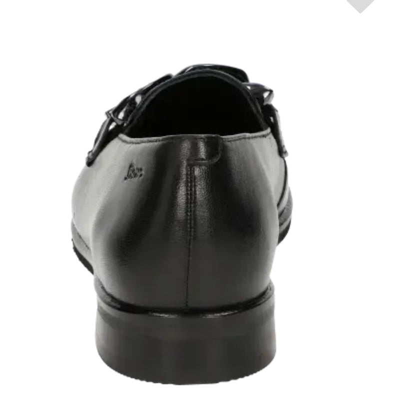 Sioux Black Leather Loafer with metal front 705