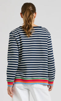 Est 1971 Navy/White Stripe Zipside Sweatshirt