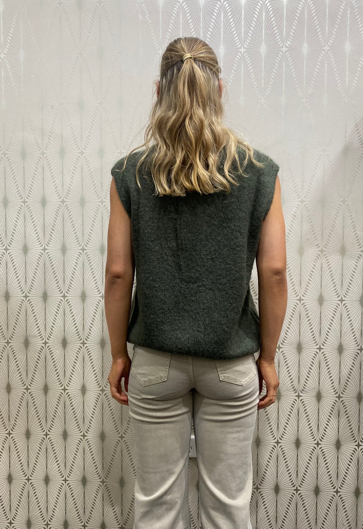 Italian Star Mohair Links Vest Khaki