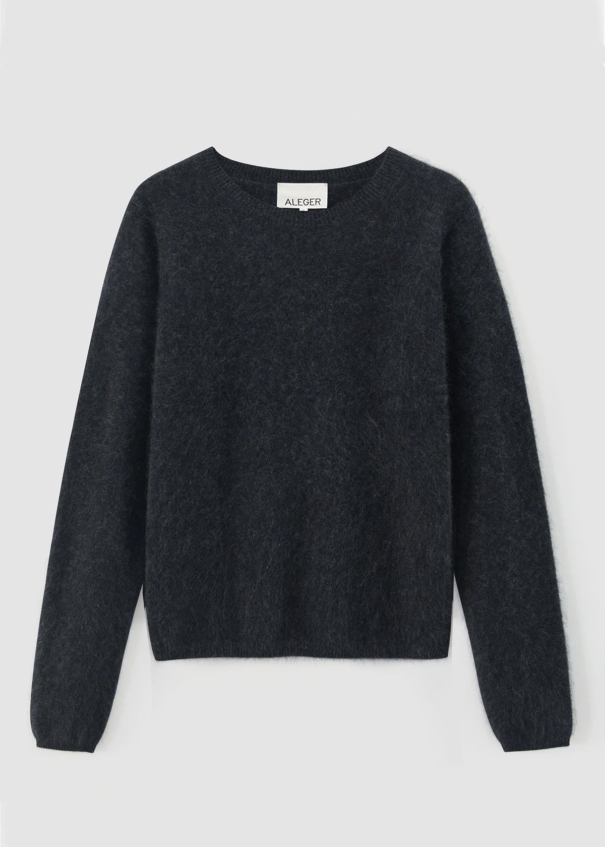 Aleger Jumper Brushed Wool/Cashmere L/S Crew Dark Marle Grey 659