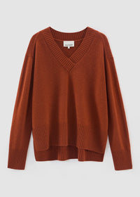 Aleger Jumper Classic V Neck Caramel Wool/Cashmere 374