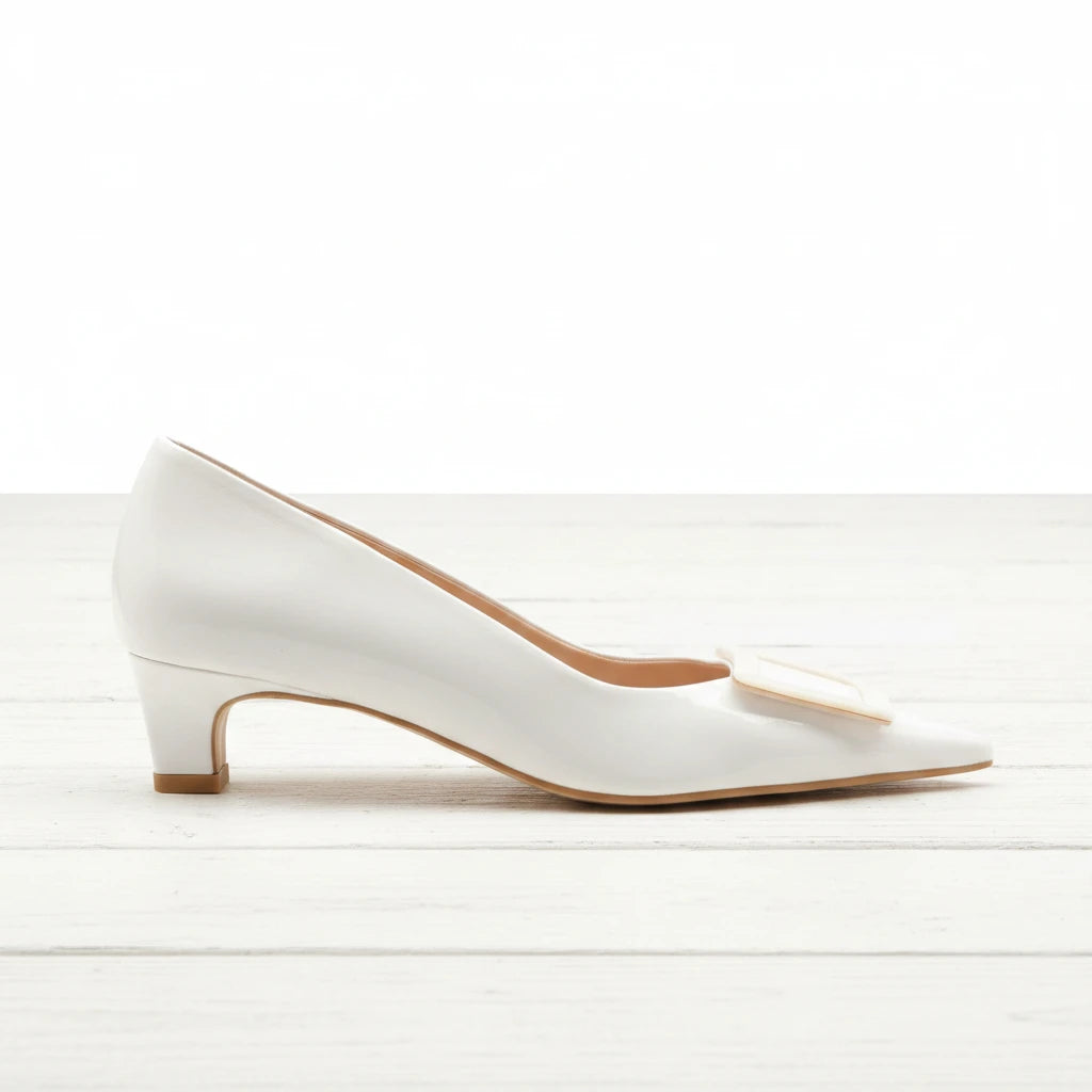 Zinda Court Shoe Patent White 3429