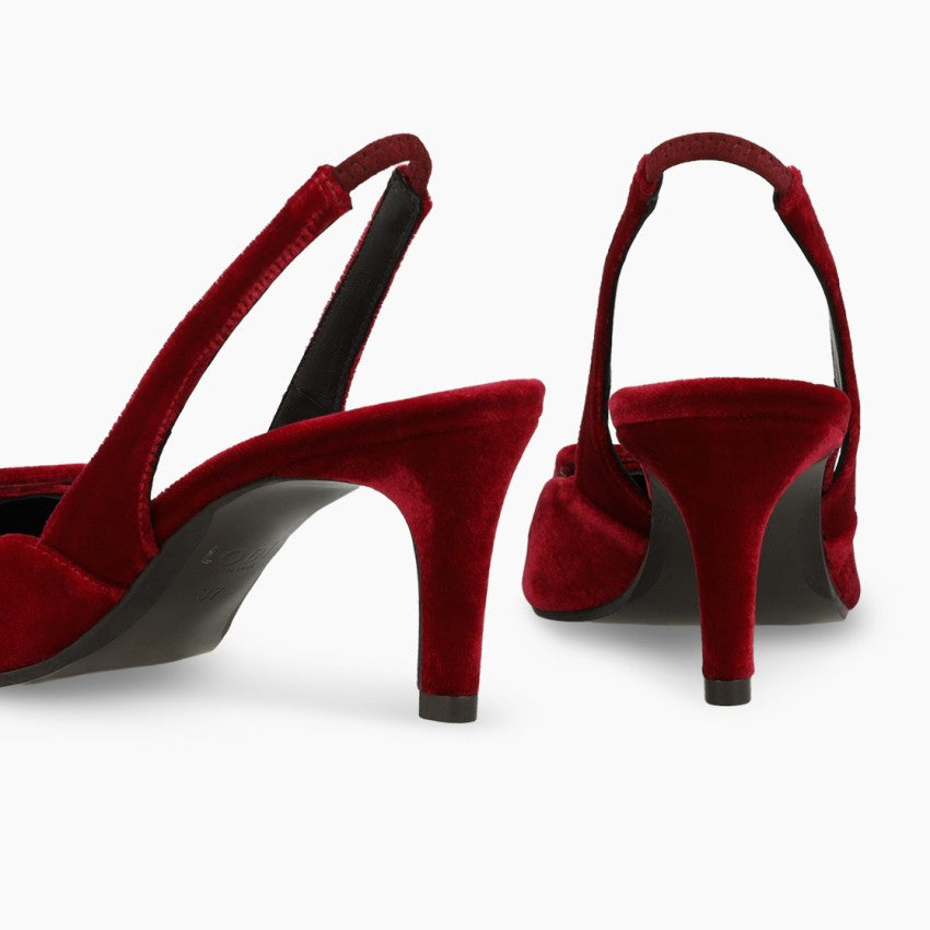 Lodi Slingback Heels Burgundy Velvet