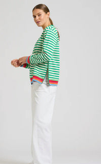 Est 1971 Green/White Stripe Zipside Sweatshirt