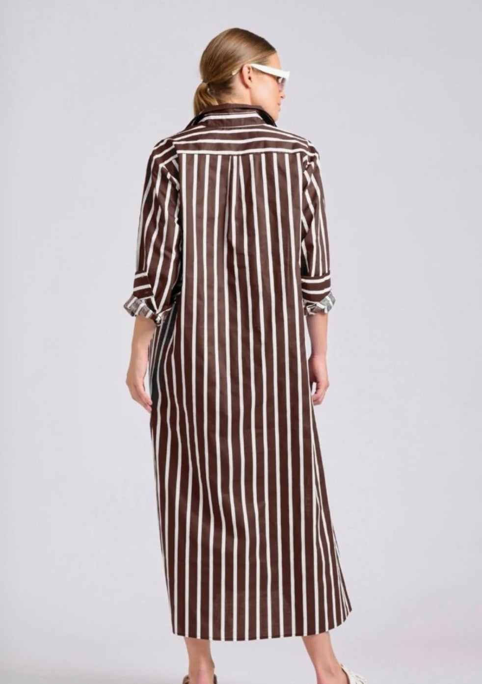 Shirty Luna Longline Shirtdress Chocolate Stripe