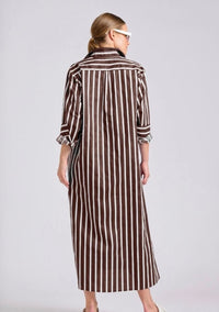 Shirty Luna Longline Shirtdress Chocolate Stripe