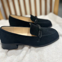 Alfie & Evie Vanessa Black Heeled Loafer with front detail