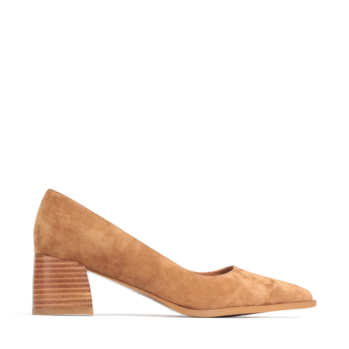 Eos Heeled Court Shoe Almond Suede