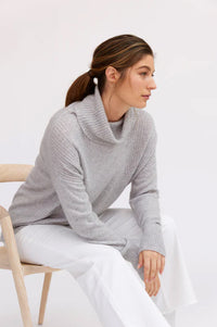 Mia Fratino Ribbed Roll Neck Foggy 16106