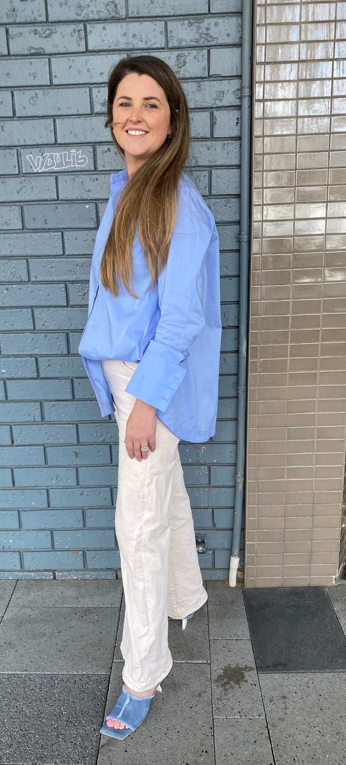 Etta Shirt Long Sleeve Summer Blue Cotton