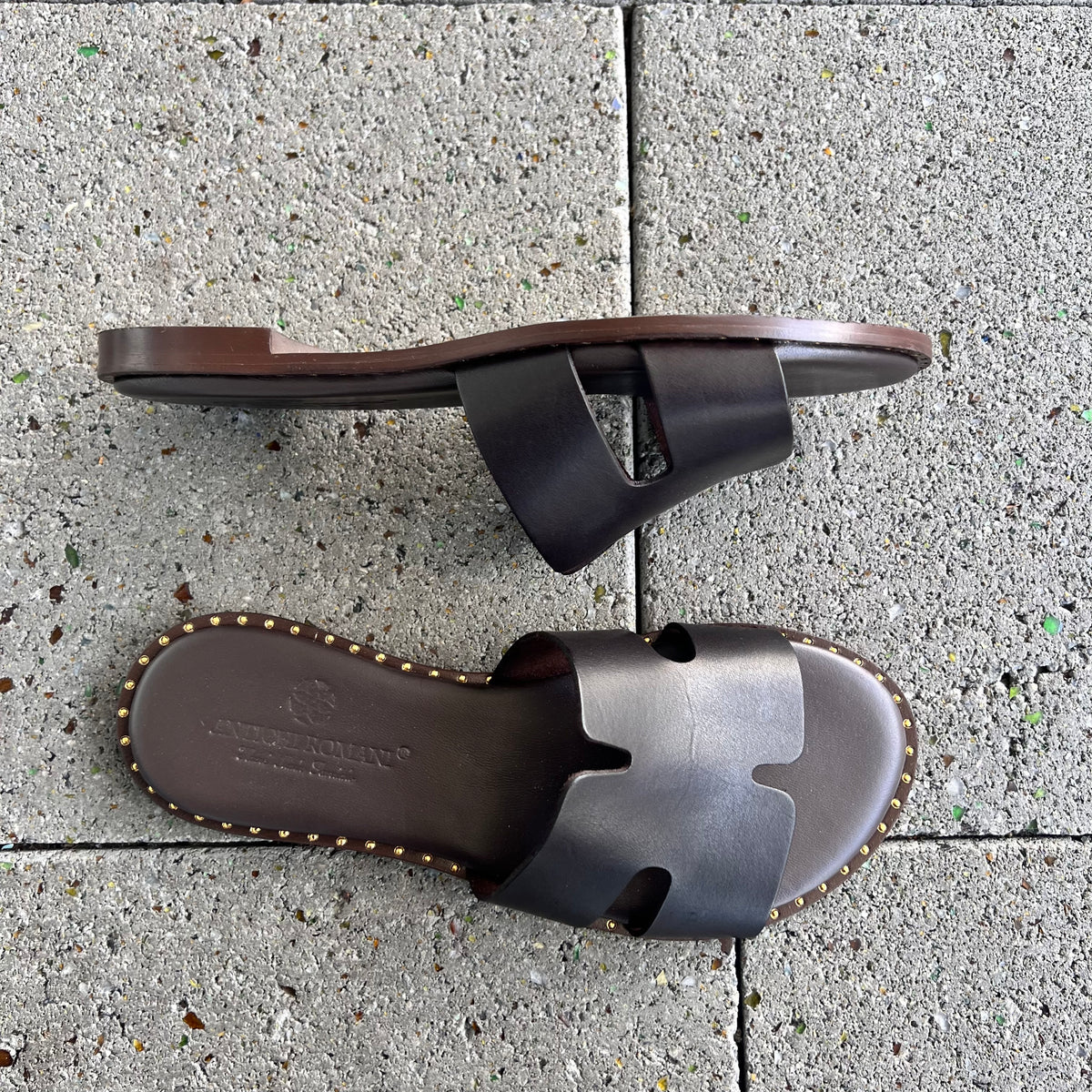 Antichi Romani Chocolate Slides with fine gold detail - 01Nuovo