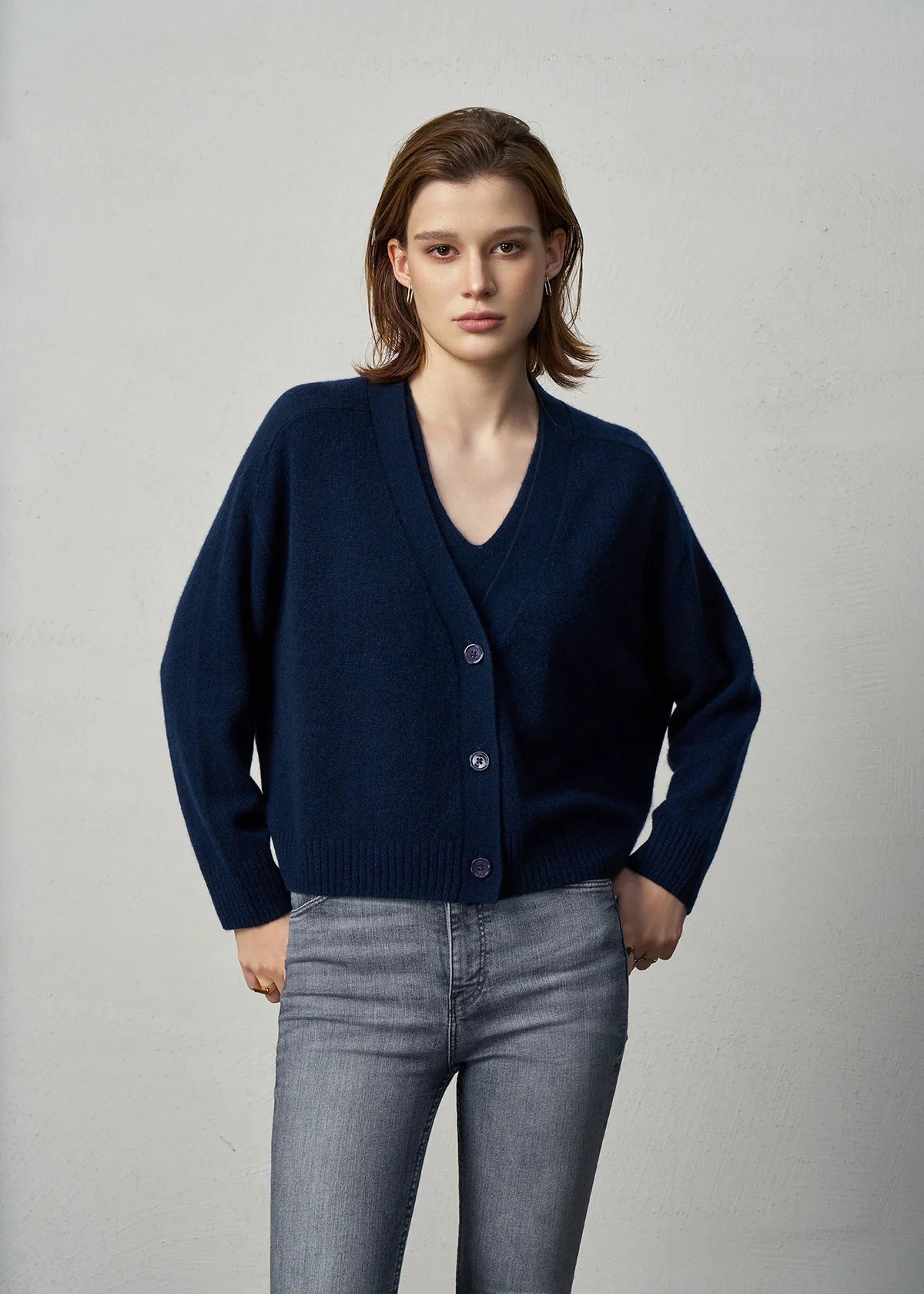 Aleger Cardi Cashmere French Navy N2275