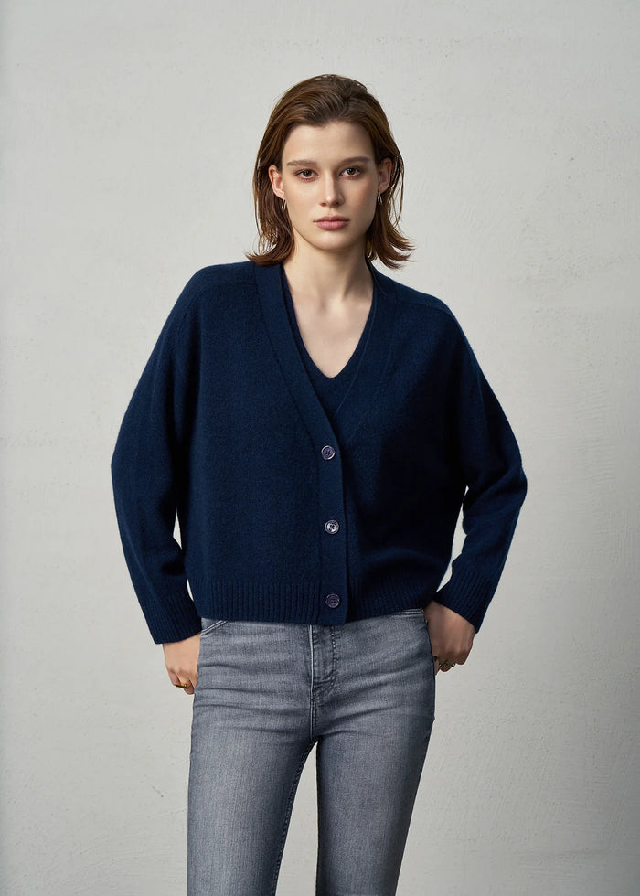 Aleger Cardi Cashmere French Navy N2275