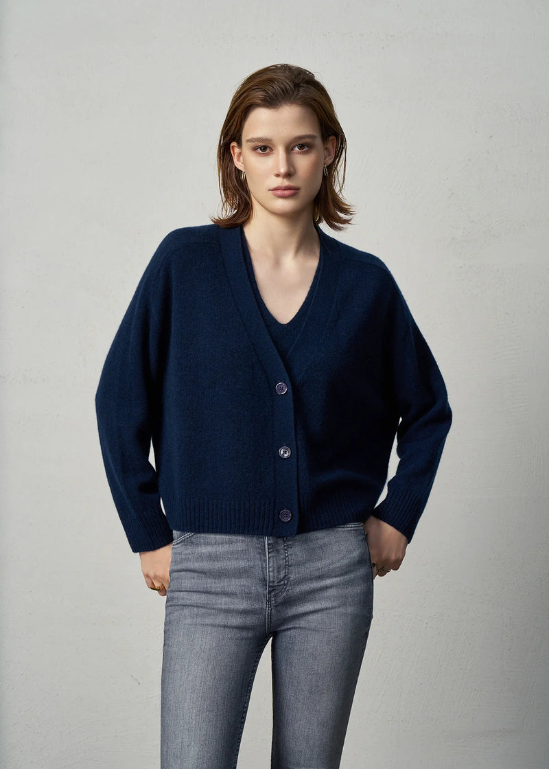 Aleger Cardi Cashmere French Navy N2275