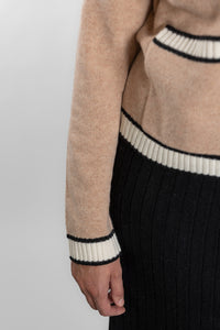 Bow and Arrow Camel Black/White Short Cardigan