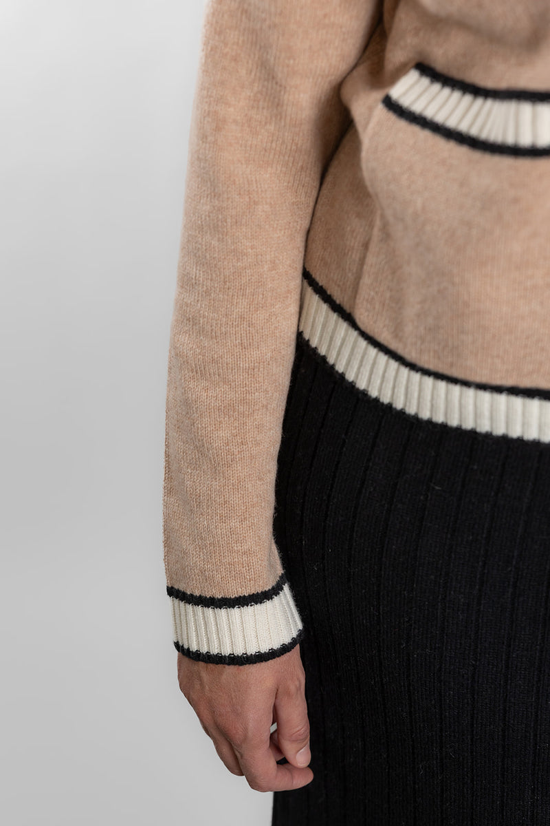 Bow and Arrow Camel Black/White Short Cardigan