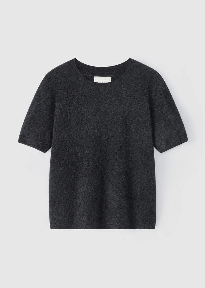 Aleger Jumper S/S Brushed Wool/Cashmere Dk Marle Grey N. 658