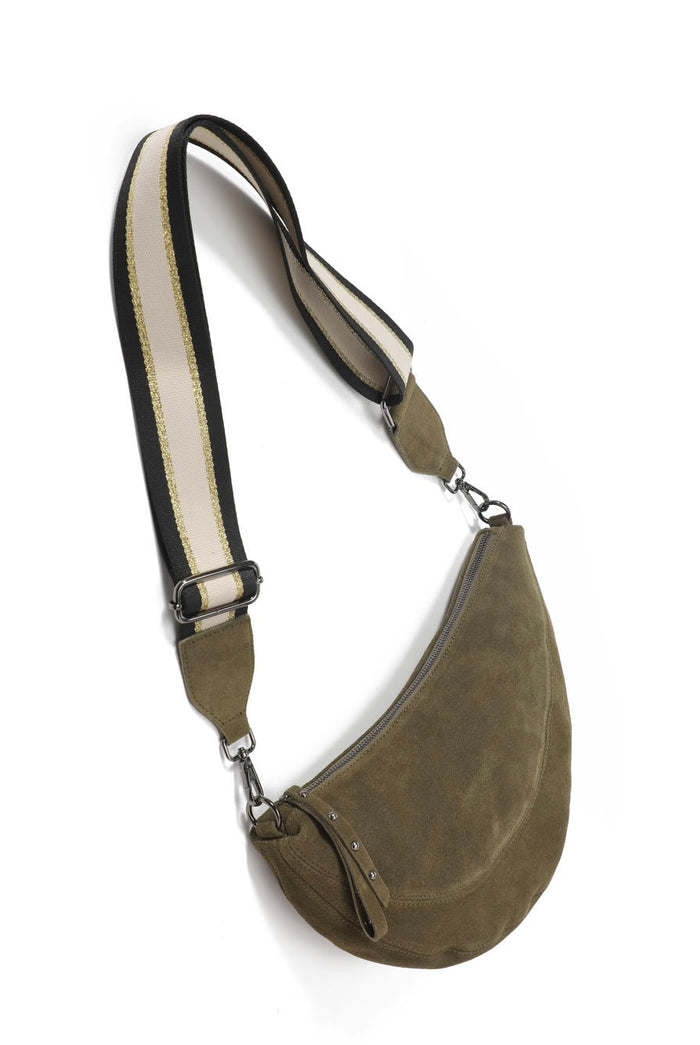 Hi Ho Bag Crescent Olive Suede