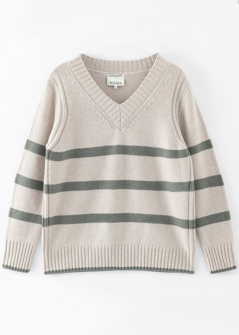 Aleger V neck stripe woodland