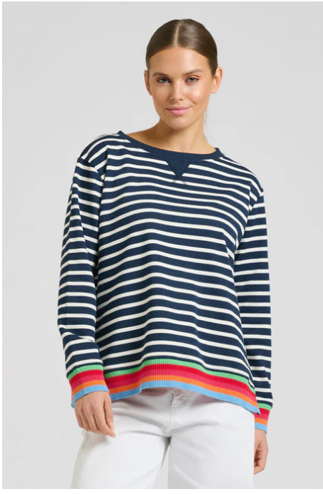 Est 1971 Navy/White Stripe Zipside Sweatshirt