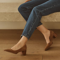 Eos Heeled Court Shoe Almond Suede
