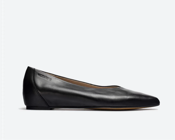 Wonders Shoe black wedge flat A-3802