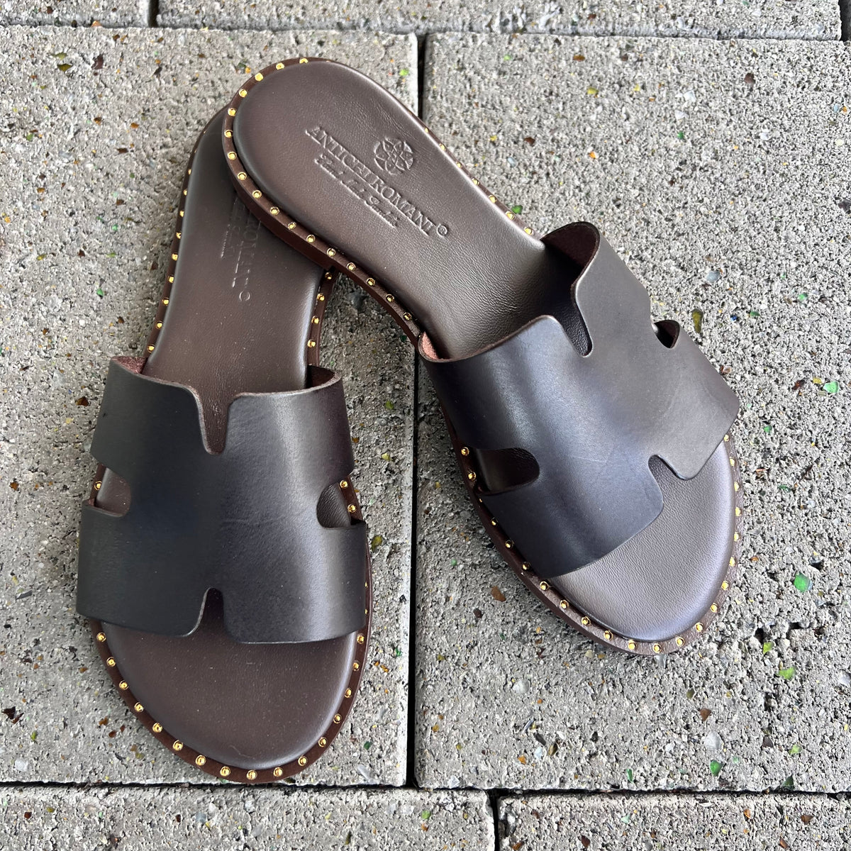 Antichi Romani Chocolate Slides with fine gold detail - 01Nuovo