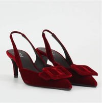 Lodi Slingback Heels Burgundy Velvet