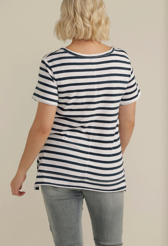 Cloth Paper Scissors S/S Crew Navy/White Tee 1226