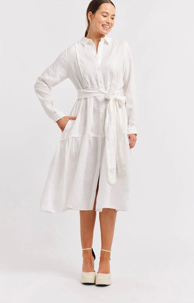Alessandra Silvana Dress Linen White