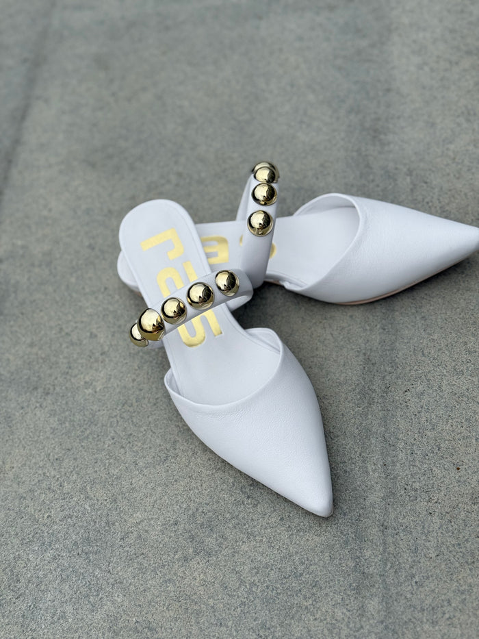Ras Mule White With Gold Spheres Sofia 8009