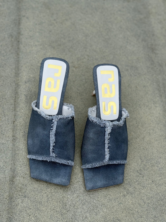 Ras Heeled Slide Denim/White 8153