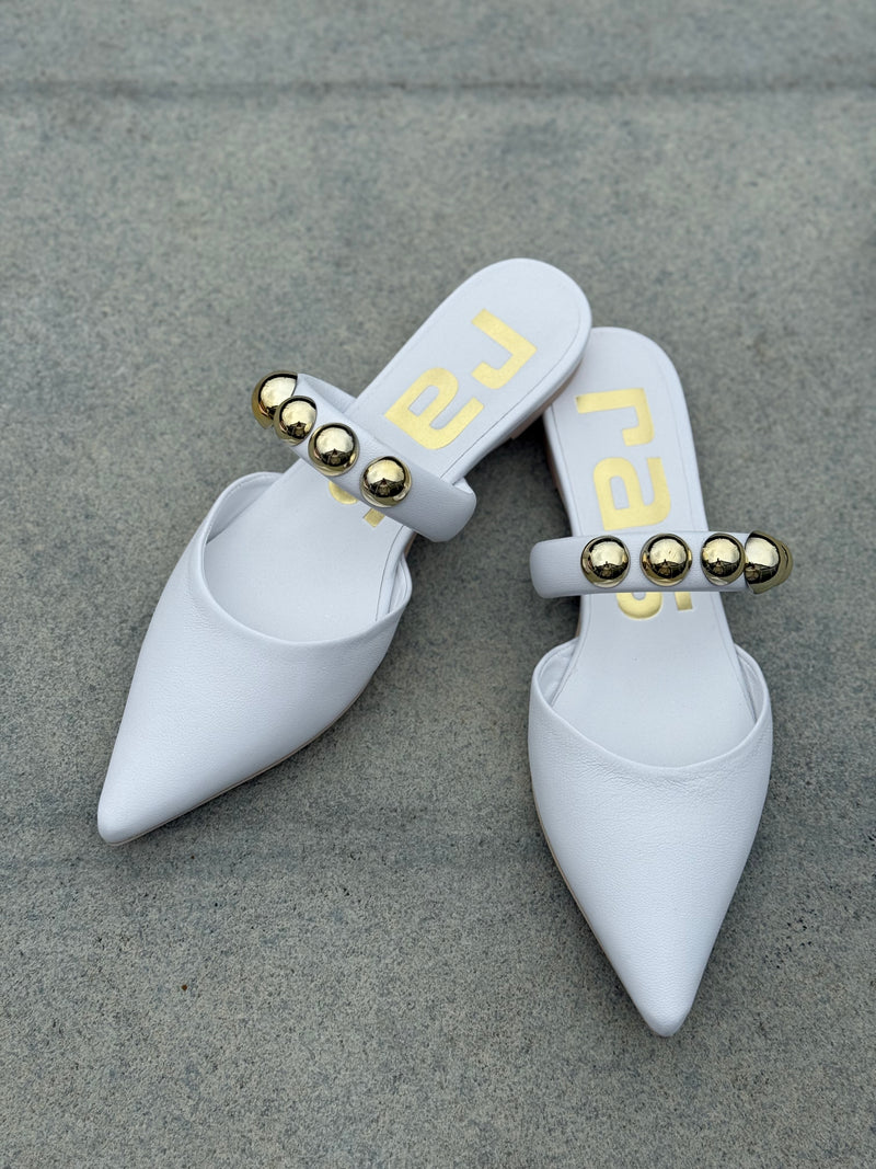 Ras Mule White With Gold Spheres Sofia 8009