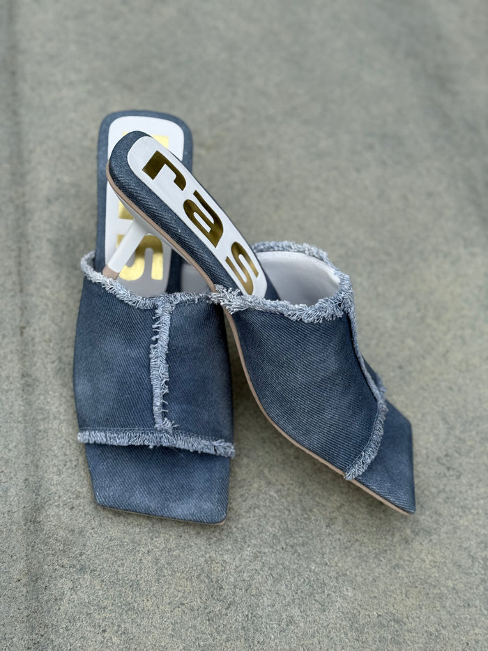 Ras Heeled Slide Denim/White 8153