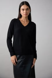 Mia Fratino Jumper Essential Slim V Black Cashmere 23510