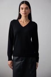 Mia Fratino Jumper Essential Slim V Black Cashmere 23510
