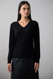 Mia Fratino Jumper Essential Slim V Black Cashmere 23510