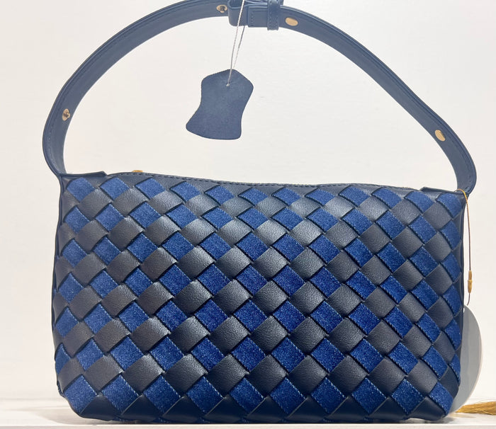 L’ora D’oro Woven Denim Navy Shoulder/Clutch Bag