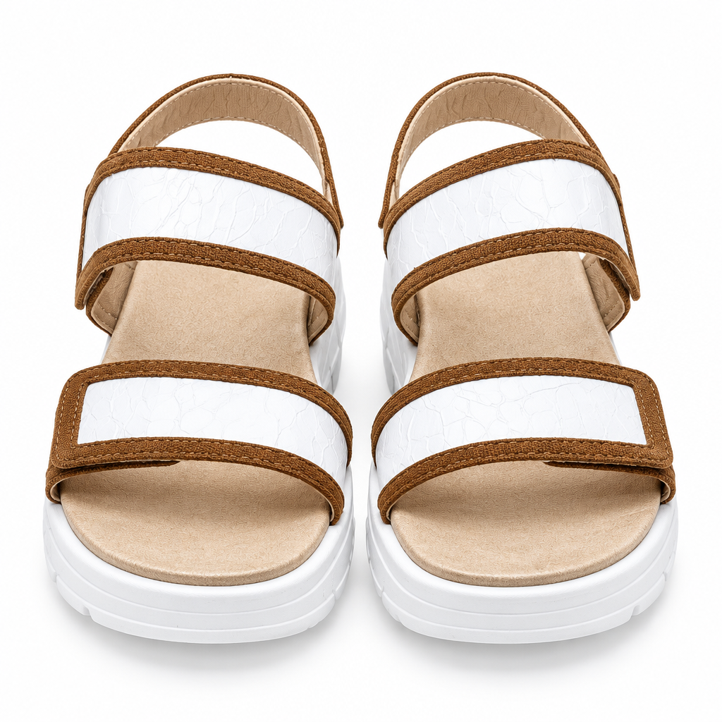 Jose Saenz Sandal Velour Tan/White JS-2151