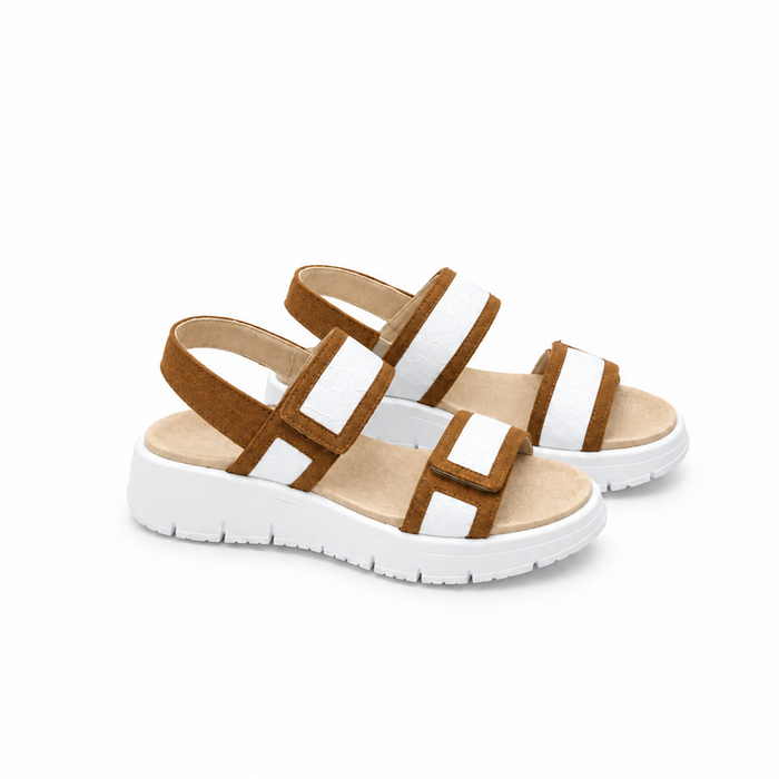 Jose Saenz Sandal Velour Tan/White JS-2151