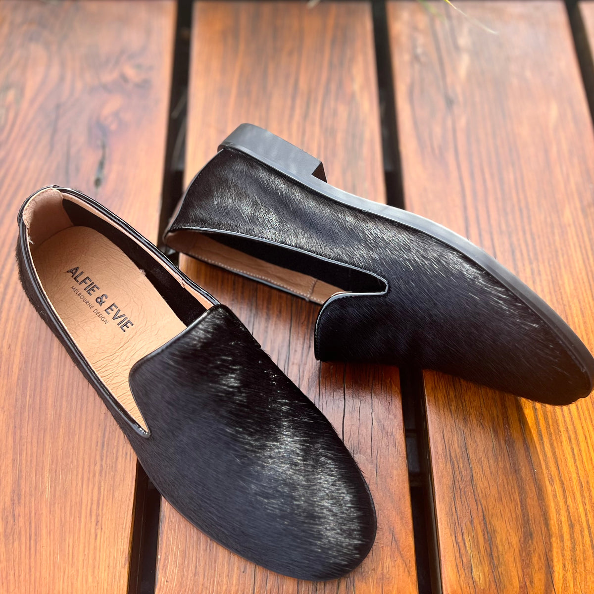 Alfie & Evie Amel Black Pony Loafer