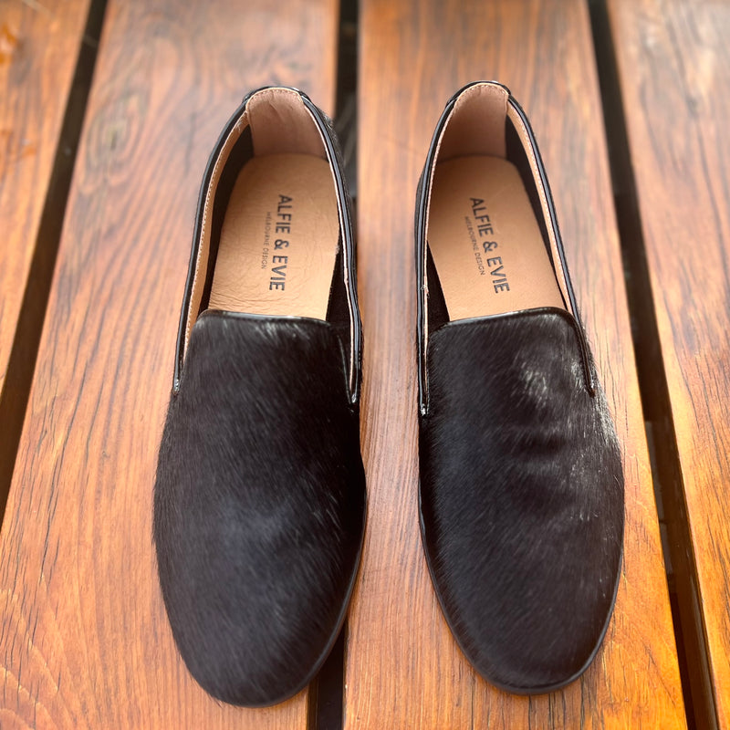 Alfie & Evie Amel Black Pony Loafer