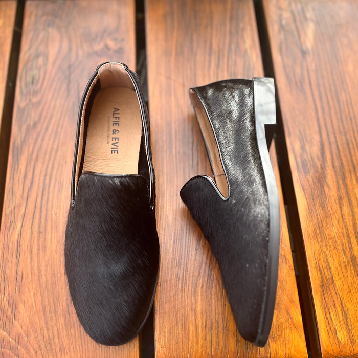 Alfie & Evie Amel Black Pony Loafer